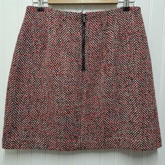 Ann Taylor Loft A-Line Mini Skirt Womens 8 Red Tweed Wool Blend Academia Preppy - Picture 2 of 13